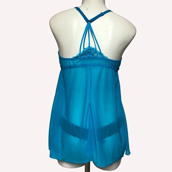 Blue Sheer Tie Front Baby Doll Size M/L - Picture 2 of 7